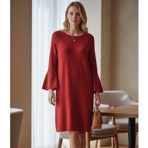 Moth Anthropologie Bell Sleeve Sweater Dress XL Red Oversized Cozy Romantic